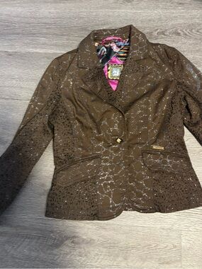 Women's Caramel Brown Lace-Detail Blazer